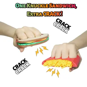 3D Printed- 2pcs Knuckle Sandwich & French Fries Ring, Exclusive Design With Colorful Layers, Novelty Funny Accessory, Cool Gadgets For Adults|| Novelty Gifts For Halloween, Christmas, New Year