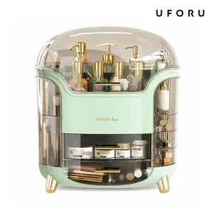 UFORU Large Makeup Organizer, Countertop Vanity Organizer, Waterproof & Dustproof Skincare Storage for Bedroom & Bathroom, Clear Multi-Style Design Cosmetic Drawers