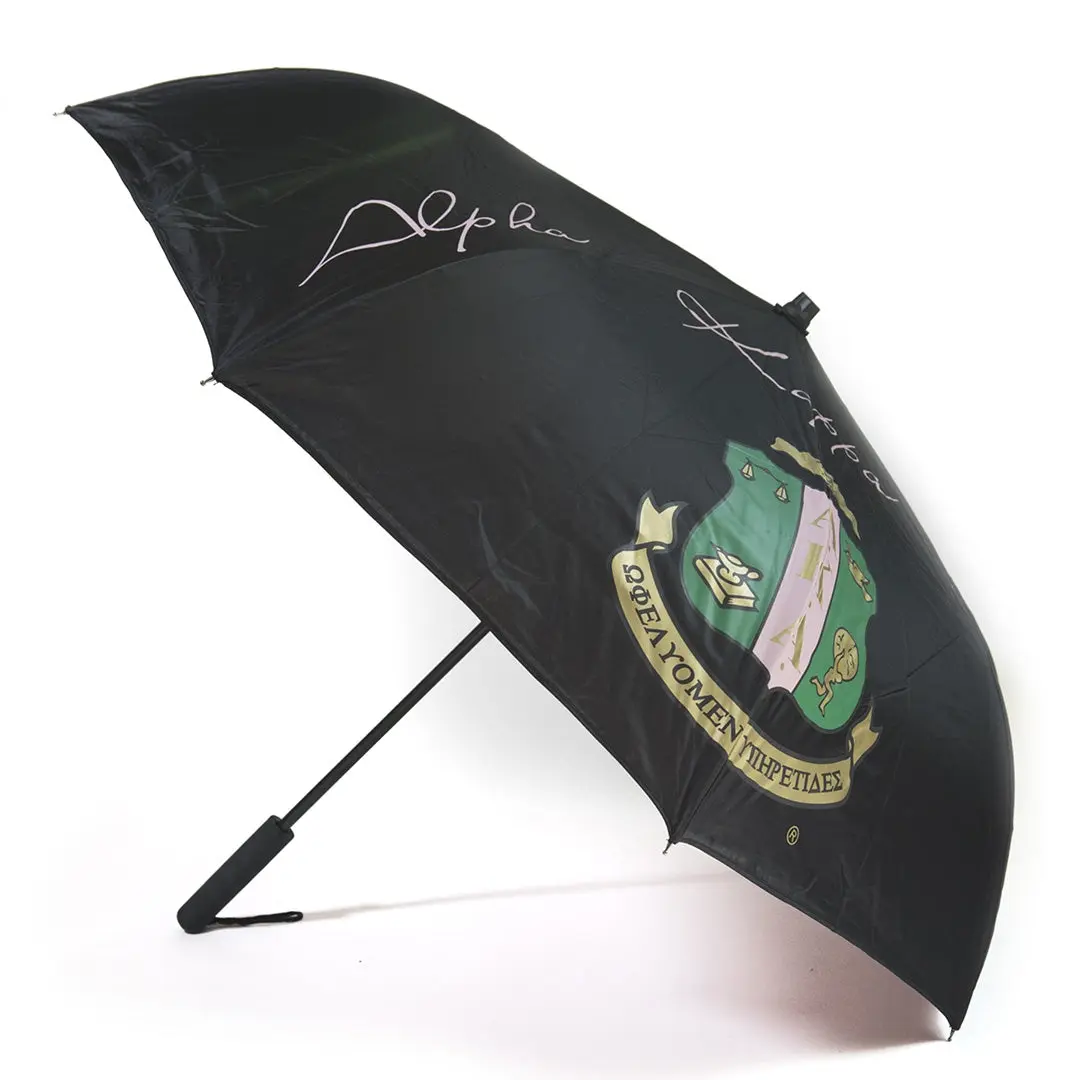 Alpha Kappa Alpha Inverted Umbrella With Flashlight Handle Black