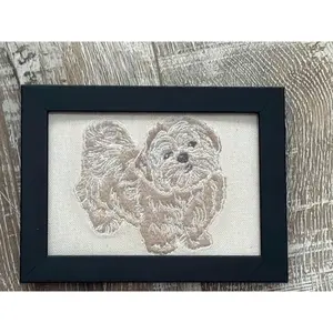 Shihtzu Dog Machine Embroidered and Framed! Unique Canine Charm Tabletop Decor for Home or Office! Other Designs and Breeds Available! Desktop Decoration Signs