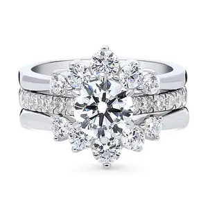 Solitaire 5-Stone Wishbone 1.25ct CZ Ring Set in Sterling Silver