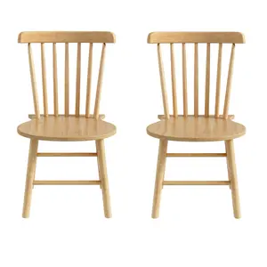 Dining Chair Set of 2, Wood Dining Room Chairs Slat Back Windsor Chairs Home, Collection, Parker, Farmhouse(Nature)
