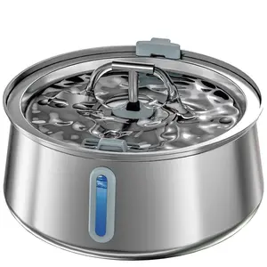 Homtyler Pet Water Fountain, Stainless Steel Cat Water Fountain, 4L/135oz Large Capacity,Dog Water Dispenser with Water Level Window, Multiple Filtration, Quiet Automatic Pet Fountain Easy Clean