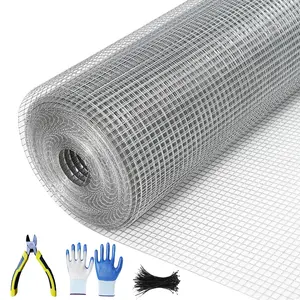 GARVEE Hardware Cloth 1/2 inch 48 x 100 ft 19 Gauge Chicken Wire Fence Galvanized Steel Mesh Rolled Fencing for Garden Supports Poultry Netting Cage Snake Fence Tree Guard, Silver