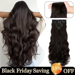 Cephemer Clip in Hair Extensions Wavy Curly Synthetic Hairpieces for Thin Hair 8pcs Clip in Hair Extension for Women All Day Comfort for Daily Party Black Friday & Christmas