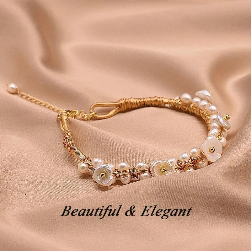 Natural Freshwater Pearl Bracelet Baroque Pearl Bracelet Women's Daily Wear Wrapped Bracelet Natural Freshwater Pearl Bracelet Baroque Pearl Bracelet Women's Daily Wear Wrapped Bracelet