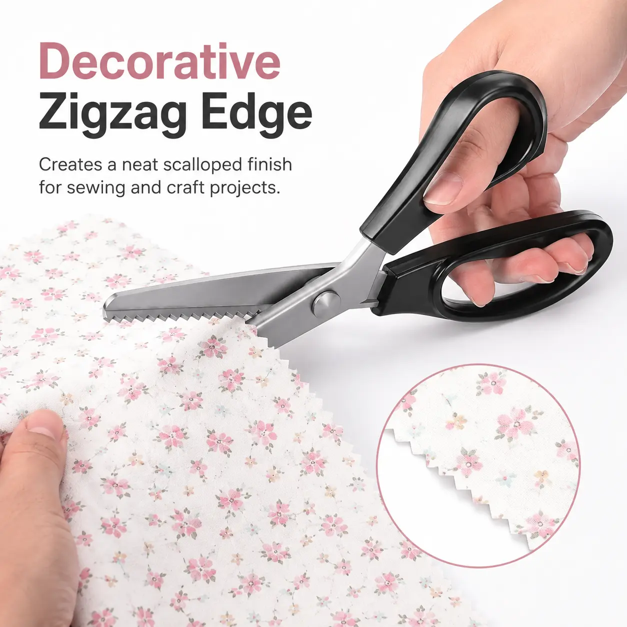 9.1 Inch Premium Stainless Steel Pinking Shears | Ultra Sharp Zig Zag Fabric Scissors with 5mm Serrated Teeth, Ergonomic Comfort Handles for Sewing, Dressmaking, Leather & DIY Crafts**