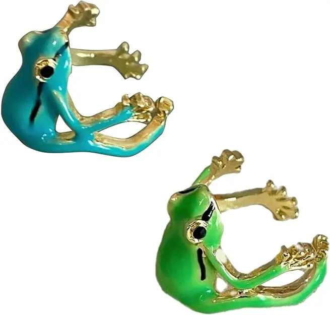 Cute Frog Ring for Women, Adjustable Animal Statement Ring, Novelty Jewelry Gift