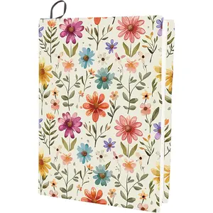 Flower Stretchable Book Cover Leaf Floral Washable Reusable Large Nylon Cloth Polyester Book Protector Elastic Notebook Wraps Suitable for Most Hardcover Books