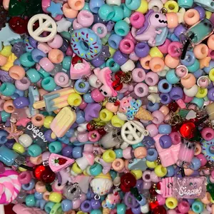 Creamy Dessert with a Cherry on top Bead & Charms Mix - Pastel Pony Beads, and pastel dessert charms, metal charms and more!