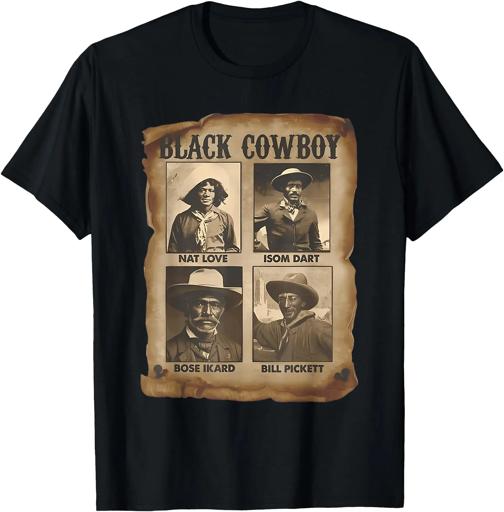Black Cowboy Western Rodeo Melanin Black History Texas Men Unisex T-Shirt Cotton Menswear Man Classic