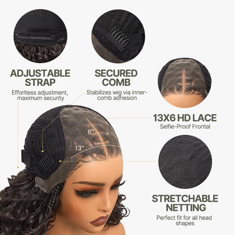 Frodio Veralux™ 13x6 HD Lace Wig Glueless Wear & Go 12” Boho Braids ...