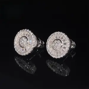 [ICE HUE] 18K Gold Plated S925 Sterling Silver with 5A+ Sri Lanka Moissanite, Micro Pave Full Cut Diamond Trapezoid Square Stud Earrings for Women Men, Classic Luxury Daily Wear Hip Hop Sporty Style Gift Idea