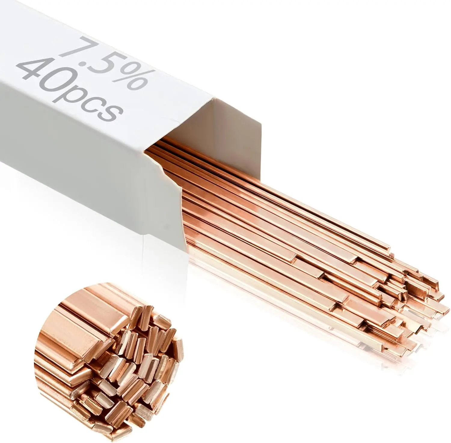 40 Sticks Brazing Rods AWS BCUP-3 5%  Solder Phos Copper Brazing Alloys Flat Welding Rods Industry 0.050"x1/8"x10" for Air Conditioning Refrigerator Cold Storage HVAC Units