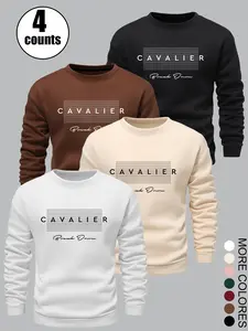 Men's Round Neck Sweatshirt Set, Cavalier Print, Colors, Casual Style, Daily Wear, Multiple Sizes Available