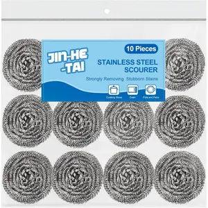 10 Pack Stainless Steel Scrubber, Steel Wool Srubber for Scouring Stubborn Messes from Pots and Pans, Stoves,Broiler Racks,Grills and More