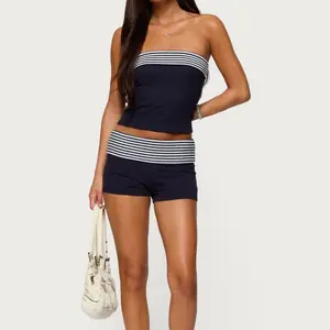 Women Low Waist Skinny Lounge Shorts Fold Over Polka Dot Summer Mini Short Casual Pajamas Micro Shorts for Party Outdoor