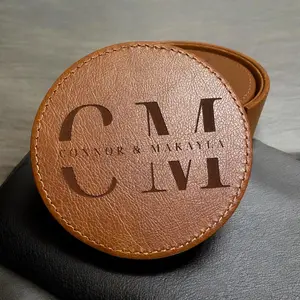 Custom Couples Leather Coaster Set | Engraved Initials and Names | Personalized Wedding Gift | Rustic Home Decor | Anniversary or House Gift