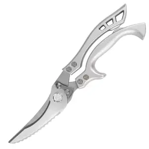 Kitchen powerful chicken bone scissors multi-function food scissors all-aluminum handle fish bone scissors seafood barbecue multi-purpose scissors