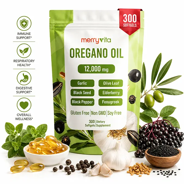 Oil of Oregano with Black Seed Oil, High Carvacrol Organic Oregano Oil Capsules, Immune & Antioxidant Support Supplement, Non-GMO, 300 Softgels