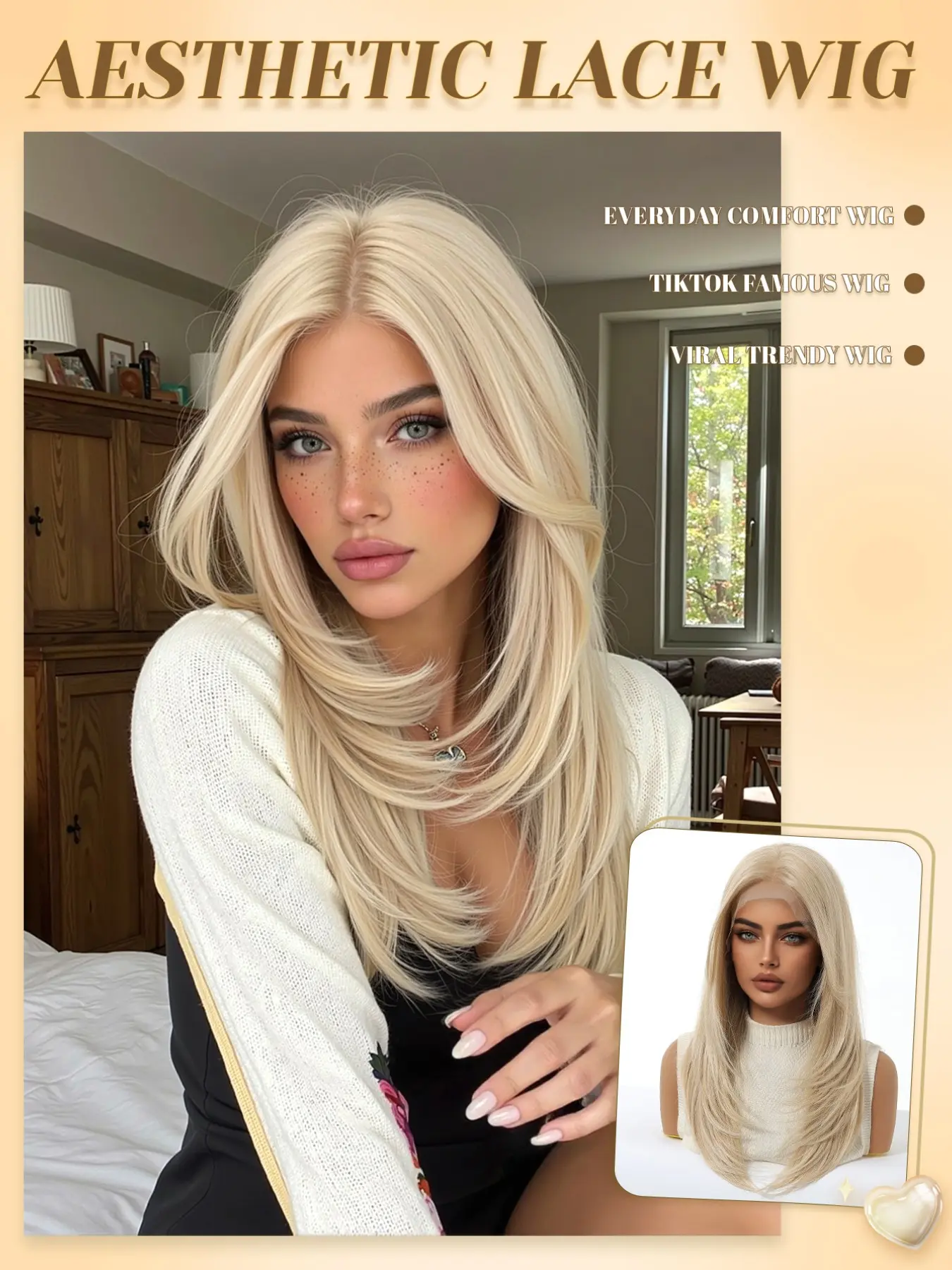 13×6 HD Transparent Lace Front Wig, 22 Inch Straight Hair, Light Blonde, Glueless Lace Wig, Glueless Frontal Wigs, Heat-Resistant Synthetic Material, Suitable for Daily Wear, Parties & Halloween, Natural & Realistic, Comfortable to Wear