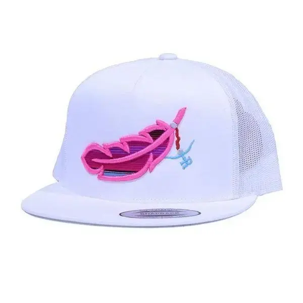 Feathered Outlaw Snapback Hat, Black & Hot Pink Mesh Trucker Cap, Bold Western-Inspired Streetwear Hat for Men & Women
