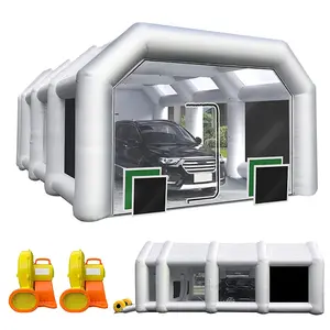 Portable Paint Booth with Three Blowers for Cars Auto Parts and Furnitures Painting Inflatable Paint Booth for Professional Car Painting and Polishing Workstation with Oversized Air Exchange System