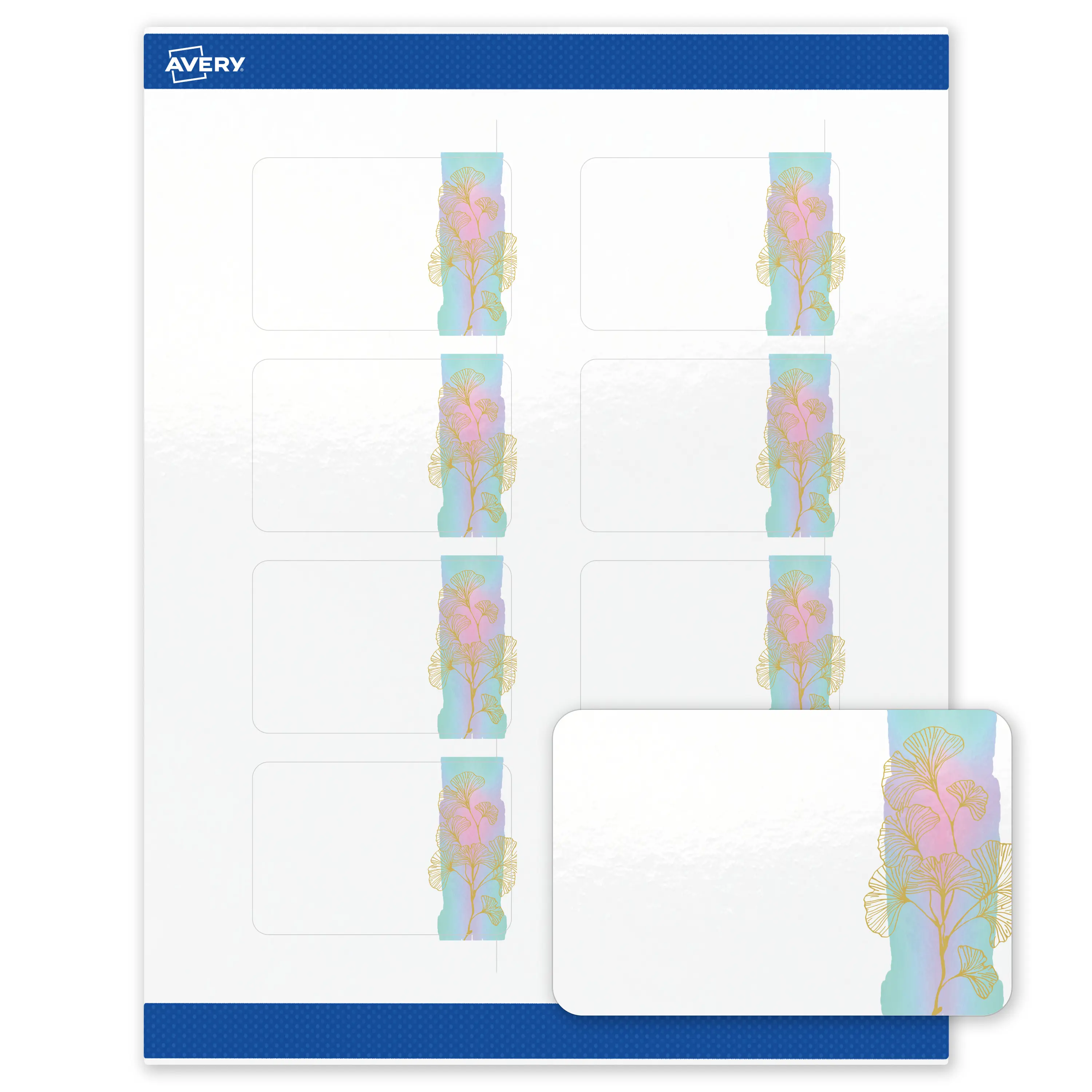 Avery Printable Rectangle Labels with Sure Feed Technology, Pre-Printed Floral Design, Glossy White, 2" x 3", Laser & Inkjet Compatible, 80 Total, Great for Branding, Marketing, and Events