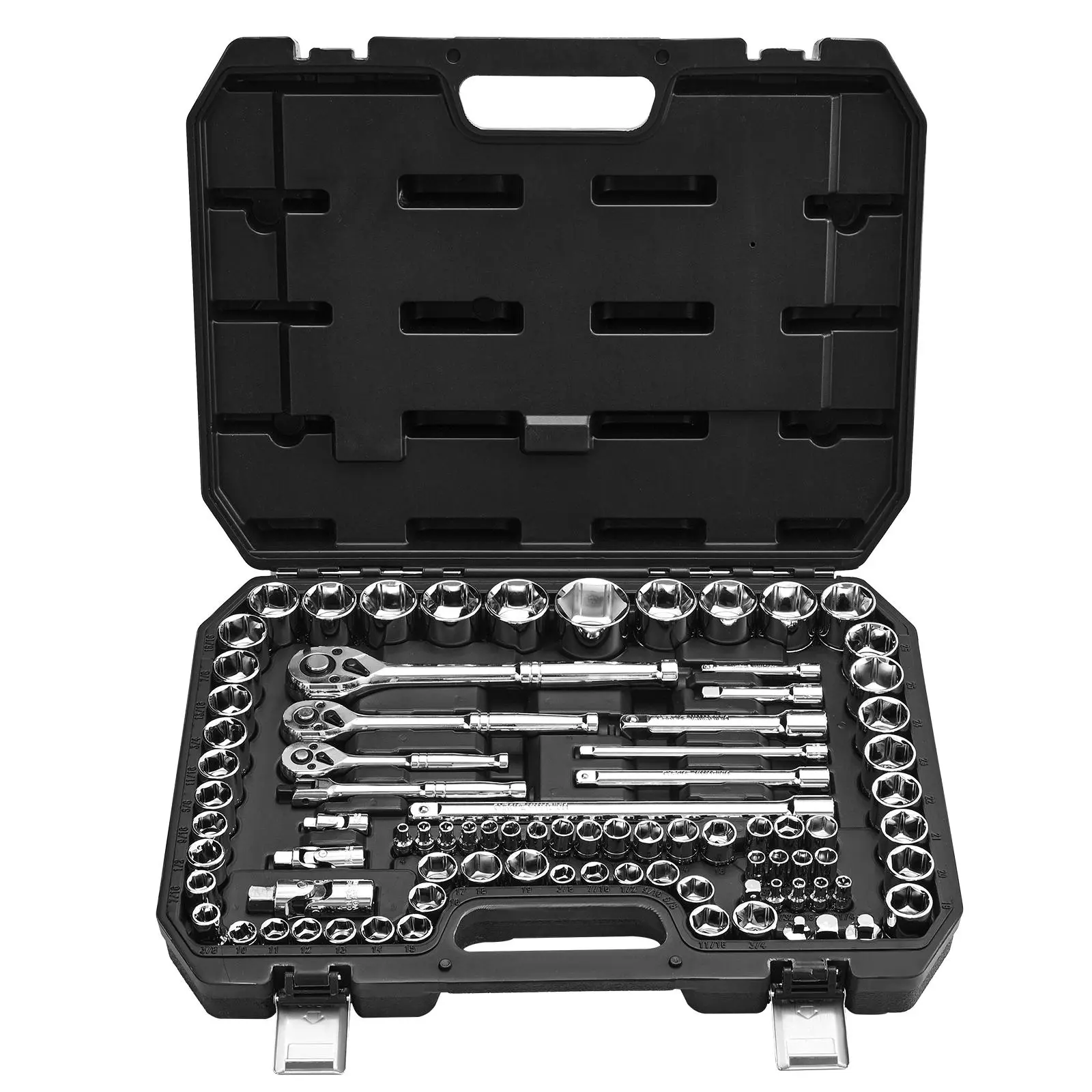 VEVOR 86-Piece Ratcheting Wrench Set - 3/8-1/4-1/2 in Drive SAE/Metric Socket Kit, CR-V Alloy Steel High-Torque Impact Resistant Mechanic Tools with Accessories & Storage Case for Plumbing, DIY Projects, Father's Day Gift [DealsForYouDays]