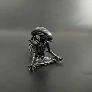 Collectible Mini Sculpture of Xenomorph From Alien Franchise, Seated Meditative Yoga Pose Figurine, Unique Collectible Item, Decorative Figurine