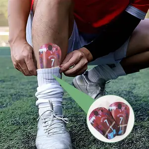 Mini Football Shin Guards, Ultra Small Protective Gear, Blue & Cracked Ice Design, Pet Material, Pull-On Closure, Ideal for All Ages, Soccer Training Equipment