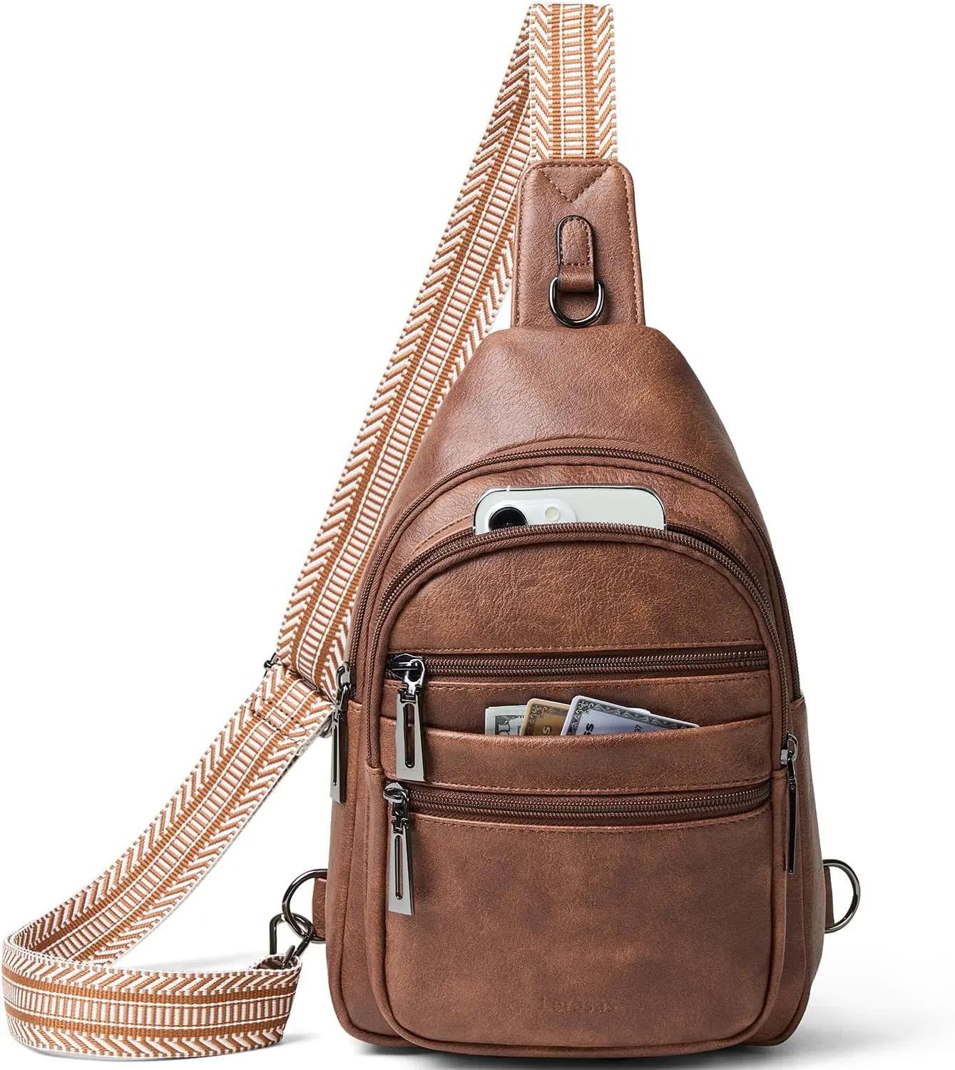 Sling Bag for Women Crossbody Bags Fanny Packs Over  Bag Sling Purse Backpack Vegan Leather Travel Brown