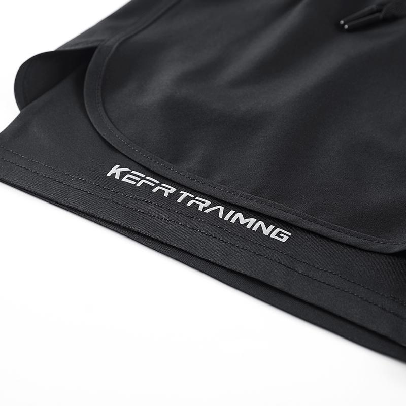 Men’s 2-in-1 running shorts, athletic fitness shorts with pockets, suitable for gym, hiking, and camping