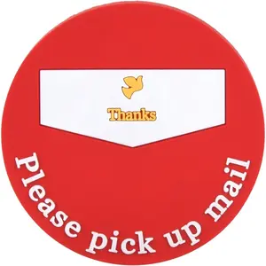 Outgoing Mail Flag with Bright Red Background - Please Pick Up Mail Sign, 2.36x2.36 Inch Round Mailbox Notification Magnet