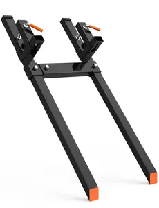 【GARVEE】60" Clamp On Pallet Forks, 4000LBS Heavy Duty Quick Attach Bucket Fork with Adjustable Stabilizer Bar for Tractor Loader Skid Steer, Black