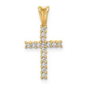 14K Gold Pave Diamond Cross Pendant