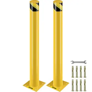 VEVOR Safety Bollard, 36x5.5 Safety Barrier Bollard, 5-1/2 OD 36 Height Yellow Powder Coat Pipe Steel Safety Barrier with 4 Free Anchor Bolts for Traffic-Sensitive AreaVEVOR Super Brand Day