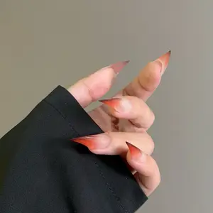 Zanxu|10pcs DRAGON CLAWS! Diamond Red Vein Pattern | Handmade Luxe Collection Long Pink Butterfly Rhinestone s Mirror Metal Stiletto s nail claw alt style handmade wearable live crystal liveroom Acrylic Square Brown Gradient French Tip Pr Crystal Nail Art