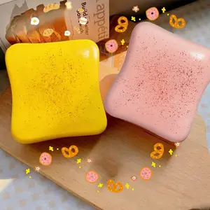 Sticky Bread Butter Squishy, Realistic Toast Squishy Fidget Toys, Toast Bread Pinch Toy Slow Rebound Squishy Toys for Kids Adults, Party Favors & Gift Supplies (Pink/Yellow)