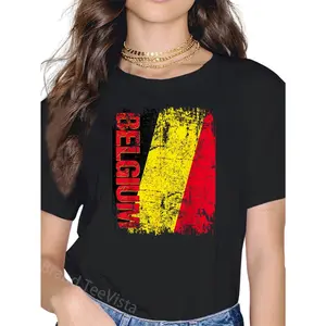 100% Cotton BELGIUM Flag Vintage Distressed BELGIUM T-Shirt
