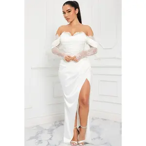 Fall In Love Tonight Satin Maxi Dress - White P