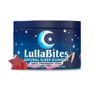 LullaBites Natural Sleep Gummies - 30 Servings-Sweet Strawberry Stars (Melatonin Free)