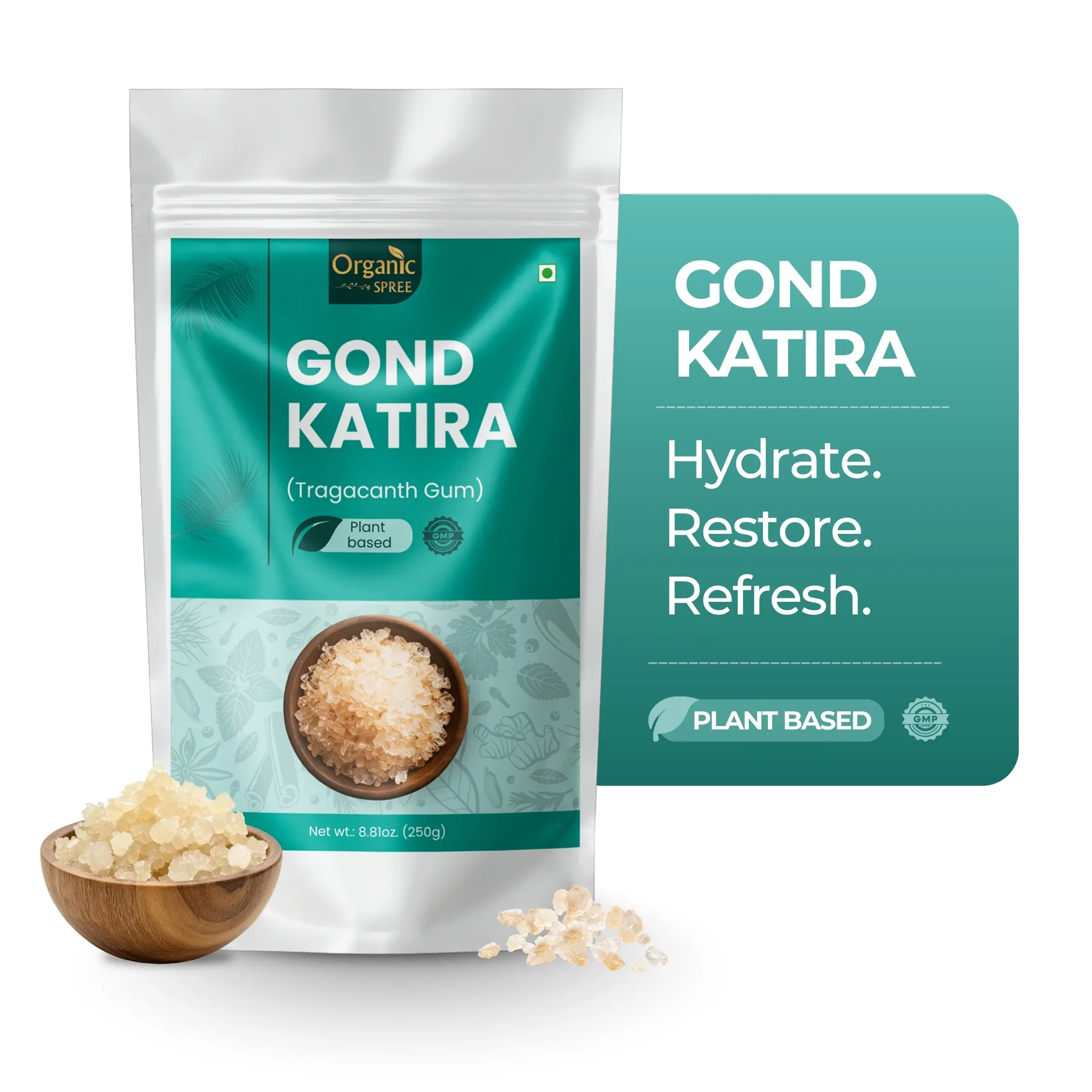 Organic Spree Tragacanth Gum (Gond Katira) – Natural Cooling & Hydration Support | Pure Plant-Based Herbal Gum | 8.81oz Summer Wellness Staple