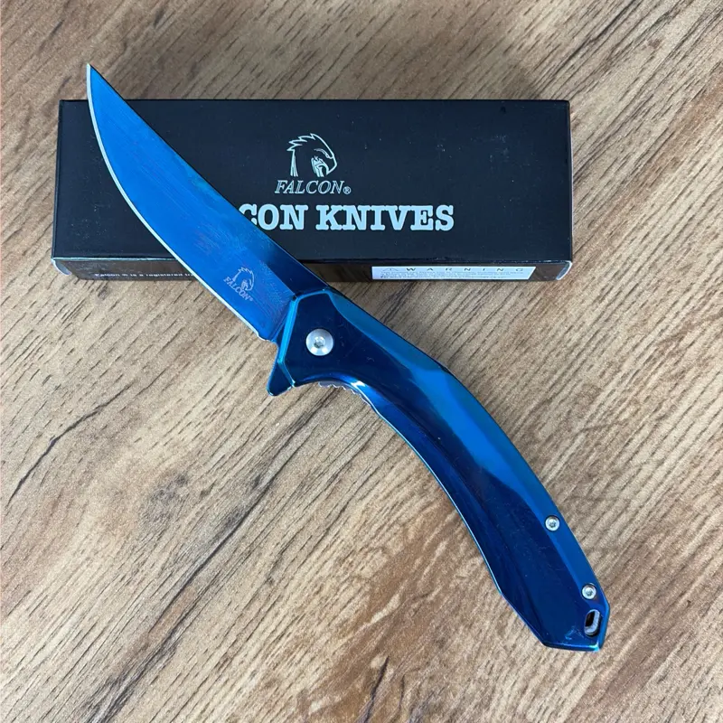 Bright Blue Curved EDC Pocket Knife