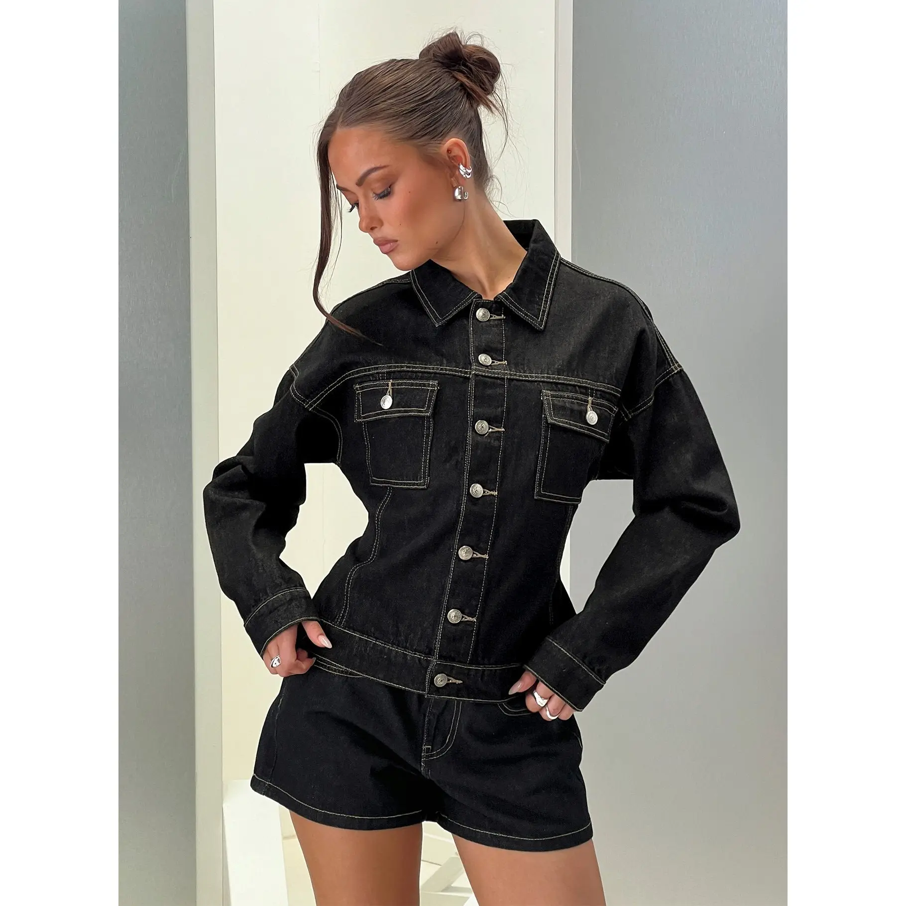 Caresse Cinched Denim Jacket Raw Denim