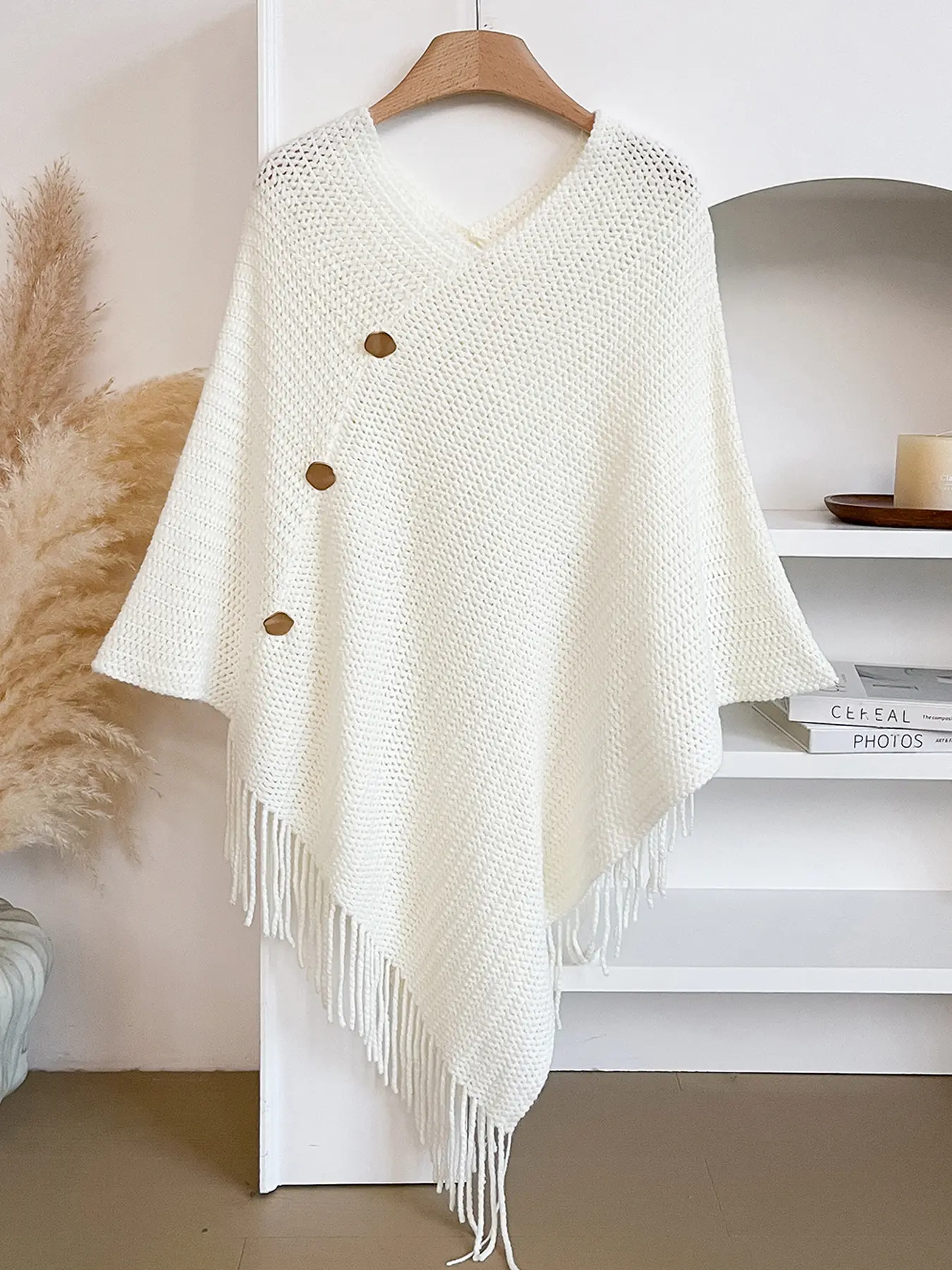 Women's Versatile Fringe Trim Shawl, Fashionable Solid Color Scarf Accessory, Perfect for Outdoor Activities, Multi-Purpose Design, Must-Have Stylish Pairing