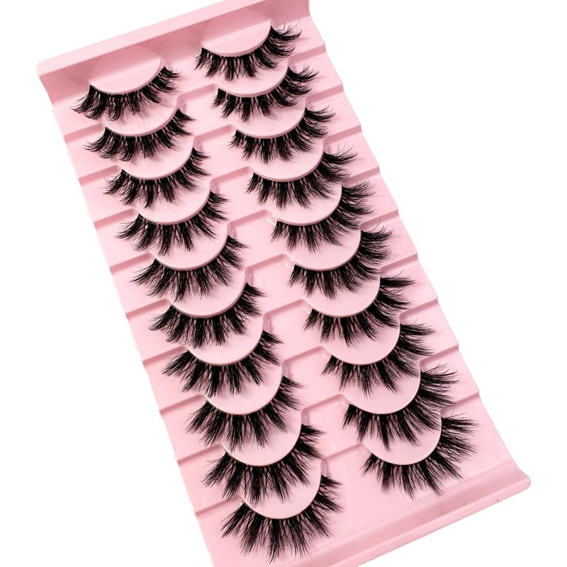 10Pairs Clear Band Lashes Of Luxurious 3D Fluffy False Eyelashes - Thick, Wispy, 3D Volume, Reusable, Soft, Lightweight, Faux Mink Strip Lashes For Dramatic Eye Makeup Look