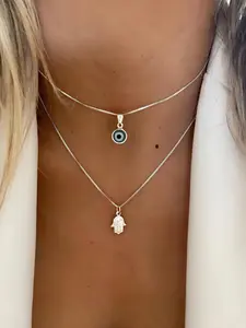 Fashion Eye Charm Pendant Layered Necklace for Women & Men, Fashion Jewelry for Party, Daily Clothing Decor, Trendy All-match & Exquisite Jewelry for Birthday Gift