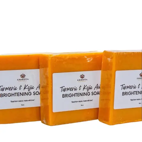 Ammoya Naturals Turmeric & Kojic Acid 3-Bar Multi-Pack Body Care Soap - Alcohol-Free, All-Natural Botanical Extract Blend, Brightening, Acne Treatment, Cleansing, Nourishing, Skin Repair, Radiant, Lavender, 24-Month Shelf Life for Adults