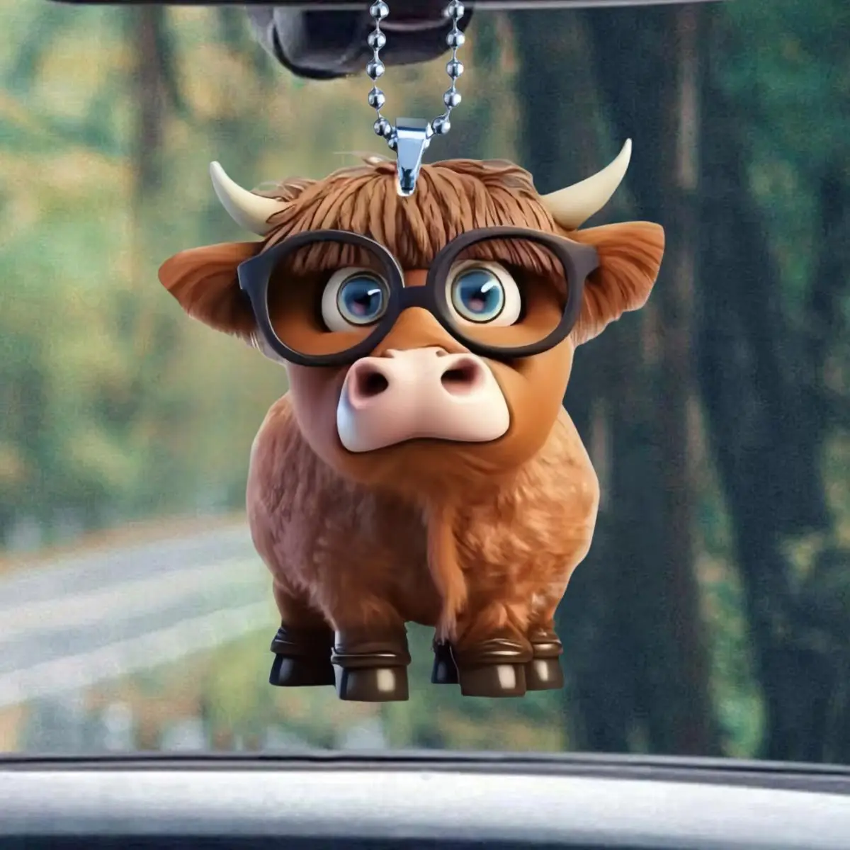 Cute Cartoon Cow Design Car Hanging Decoration, Car Rear View Mirror Hanging Ornament, Car Interior Pendant, Car Decoration Accessories
